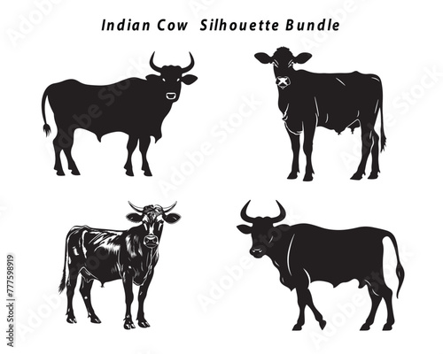 Indian Cow Silhouette Bundle