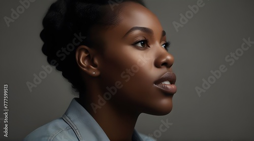 Black female profile speaking .Generative AI