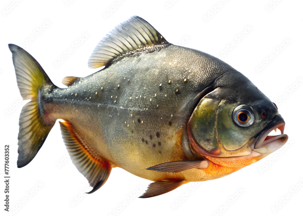 Fototapeta premium Piranha swiming isolated on transparent background