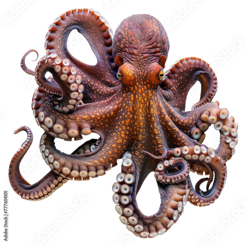 giant pacific octopus aquatic animal on an isolated transparent background