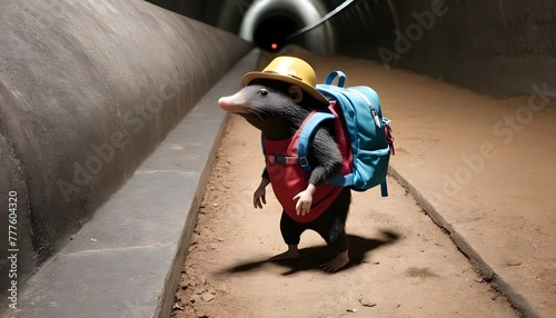 A-Mole-With-A-Backpack-Embarking-On-An-Underground-