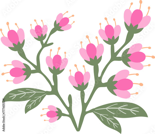 Vector floral illustration beautiful in simple flat style