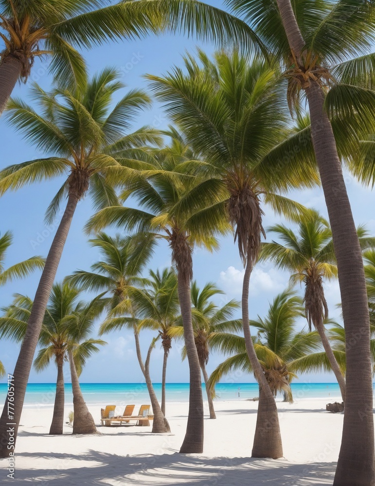 Obraz premium palm trees in summer on the tropical beach