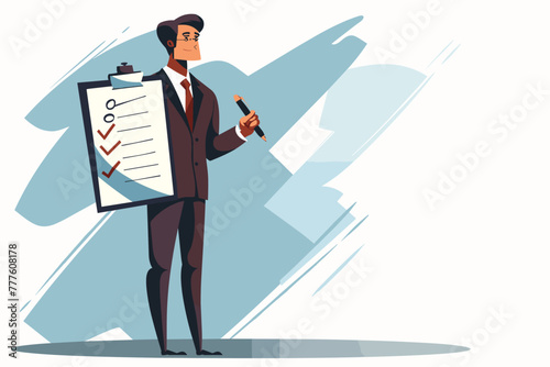 Meticulous businessman ticks off completed tasks on a checklist, executing a well-crafted business plan with precision and efficiency, a concept of successful implementation