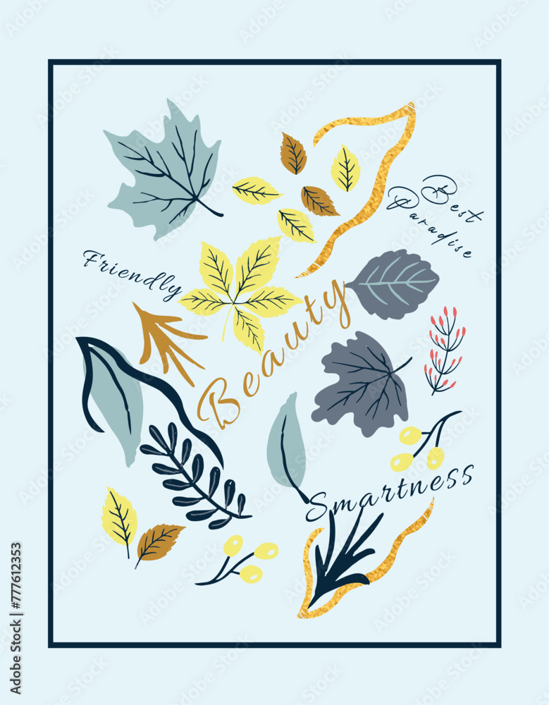 Naklejka premium Flowers and leaf pattern design. Illustration design t shirt vector.