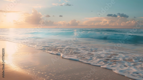 background for a banner for ocean day June 8  seascape at dawn with space for text