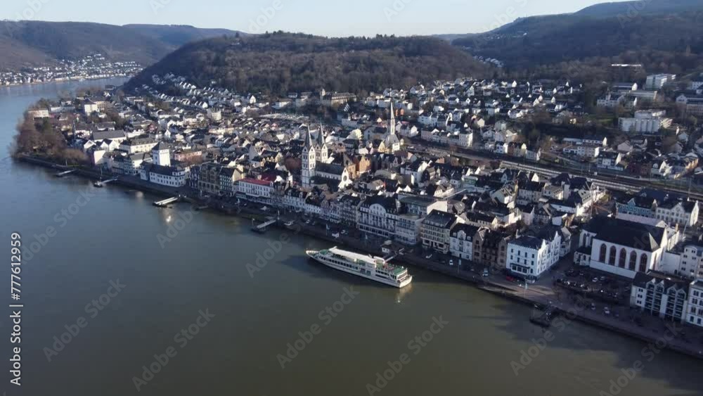 Aerial View of Boppard Town On River Rhine, Germany Aerial View of Boppard Town On River Rhine, Germany