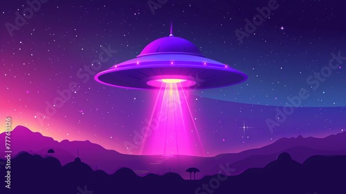 Ultra Violet UFO Flat Style Illustration
