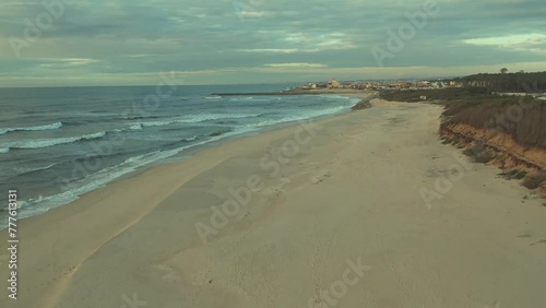 Capture the breathtaking beauty of Maceda Beach from above with stunning aerial footage. Discover the pristine shores of this natural gem nestled along the Ria de Aveiro in center Portugal,