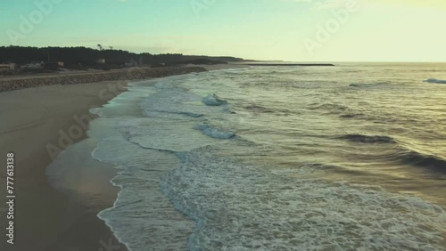 Capture the breathtaking beauty of Maceda Beach from above with stunning aerial footage. Discover the pristine shores of this natural gem nestled along the Ria de Aveiro in center Portugal,