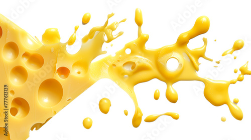 Melted yellow cheese a white background.