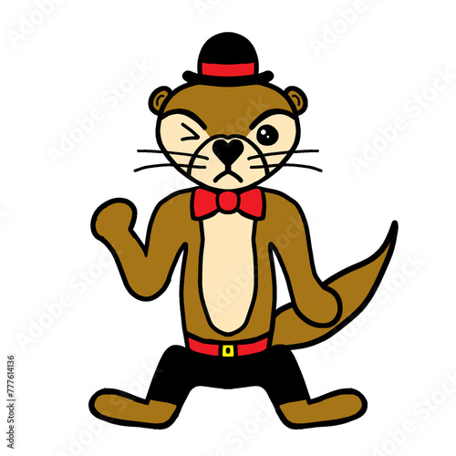 Angry Otter Shaking His Fist Illustration