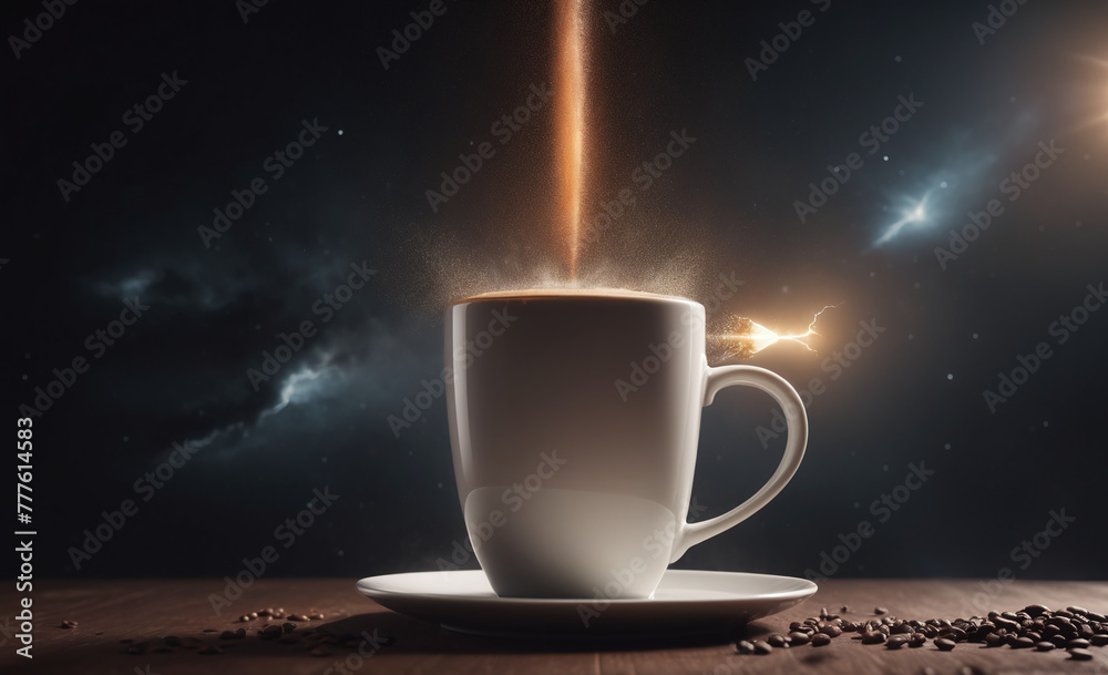 Fototapeta premium cup of coffee on dark background