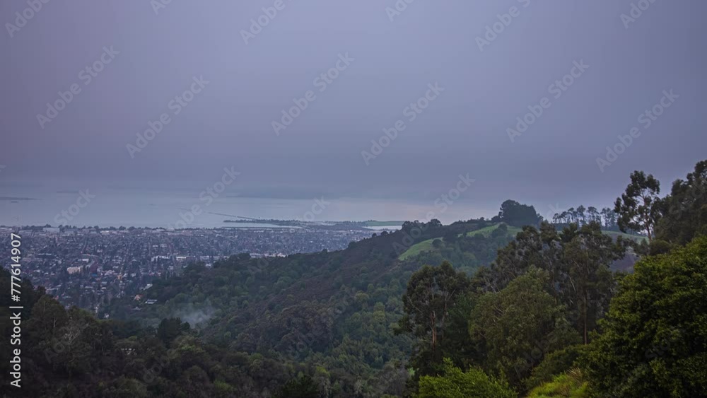 Timelapse, Morning Mist and Fog Above Oakland and San Francisco Bay, California USA Timelapse, Morning Mist and Fog Above Oakland and San Francisco Bay, California USA
