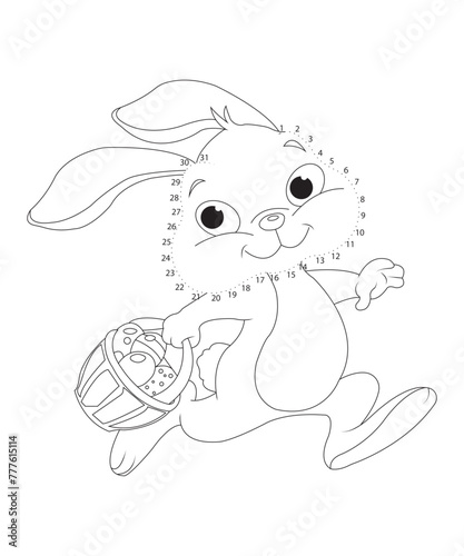 Dot easter coloring page black and white coloring book page photo