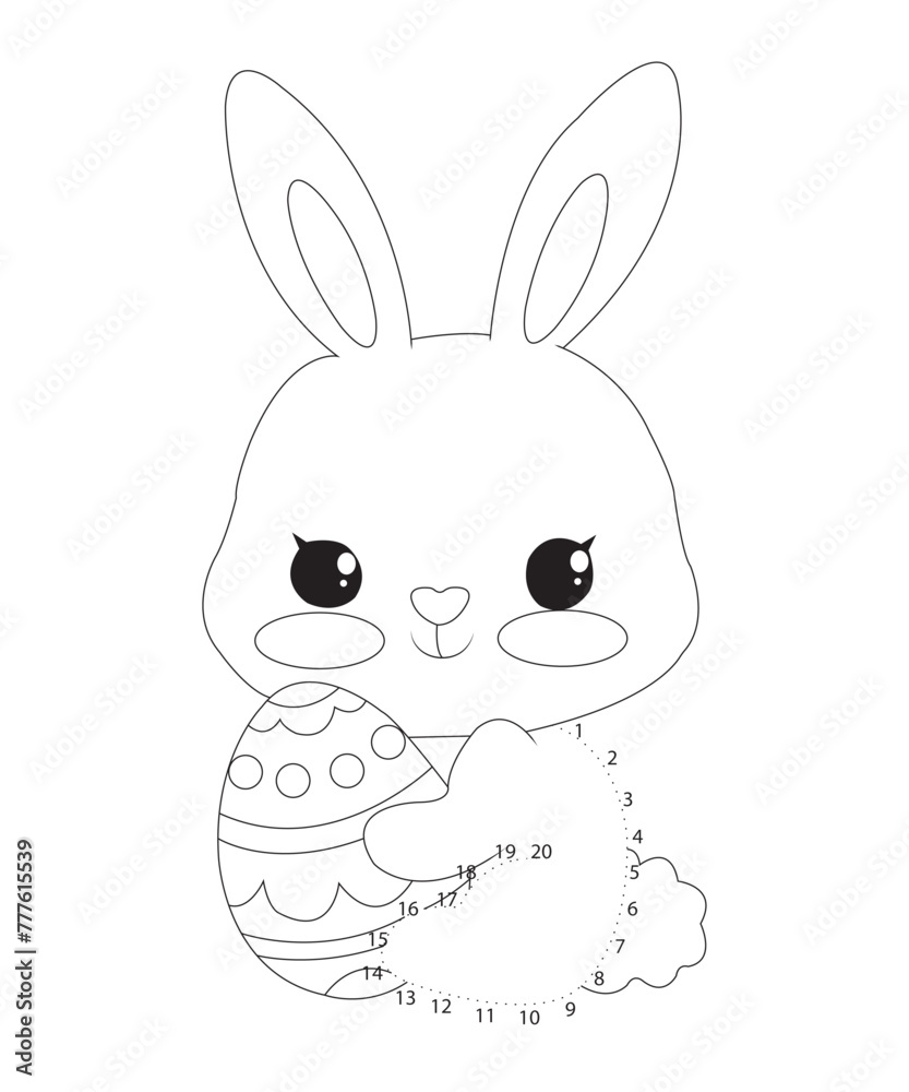 Fototapeta premium Dot easter coloring page black and white coloring book page