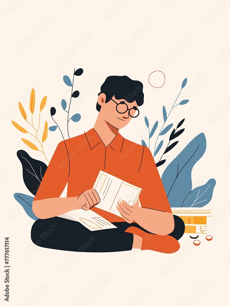 Minimalist Illustration of a Man Creating a Budget Affirmation Card Generative AI Minimalist Illustration of a Man Creating a Budget Affirmation Card Generative AI