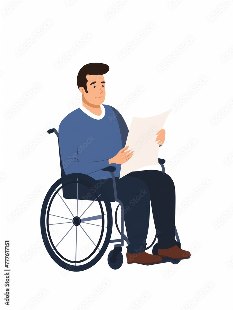 Affirmation Card: Man in Wheelchair Reviewing Documents Generative AI Affirmation Card: Man in Wheelchair Reviewing Documents Generative AI