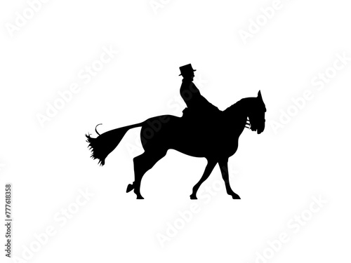 Equestrian rider silhouette. Equestrian athlete riding a horse. Cowboy riding wild horses isolated on a white background.