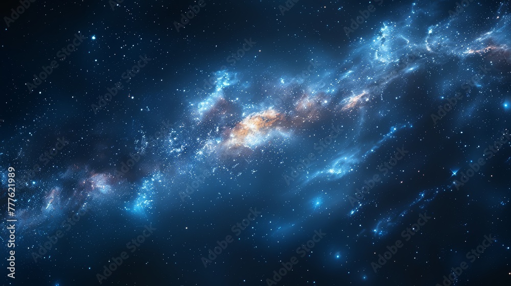   A space scene image featuring stars, with a prominent blue-yellow star at its center