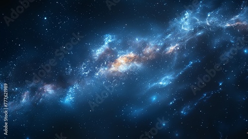  A space scene image featuring stars, with a prominent blue-yellow star at its center