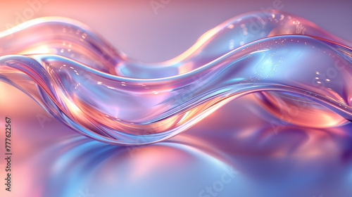 Abstract 3D fluid shapes in light pastel purple, pink and blue colors Background photo
