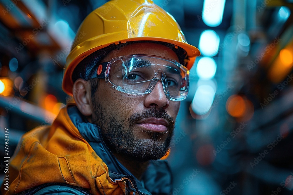 Construction engineer worker at heights.	
