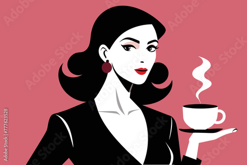 Silhouette image beautiful Luxury graphic  illustration woman outline style white background 