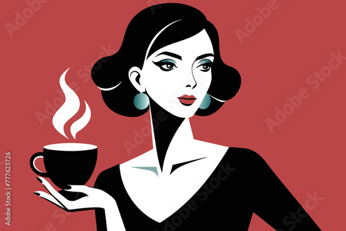 Silhouette image beautiful Luxury graphic  illustration woman outline style white background 