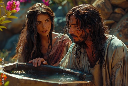 Jesus Christ and the Samaritan woman.
