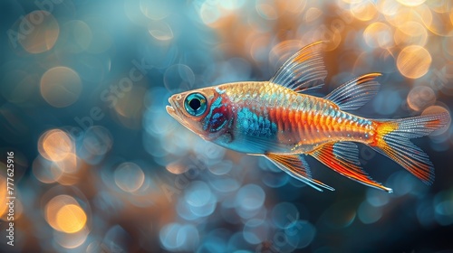   A tight shot of a fish against backdrop of indistinct lights and an unclear image in the foreground © Jevjenijs