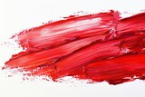 Red paint artistic brush stroke on white background.