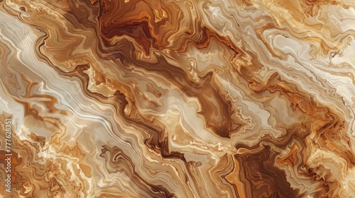 A marbled ink texture in a combination of warm earth tones, blending browns, tans, and creams. The patterns flow smoothly, creating a cozy and inviting background. photo