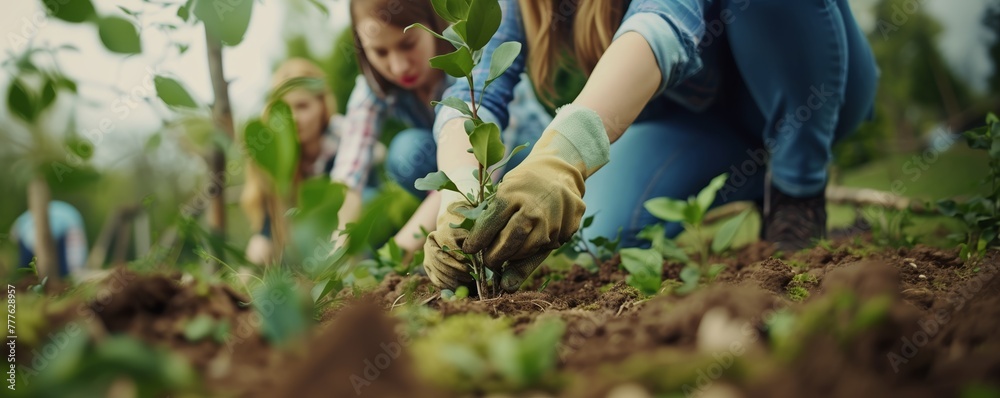 custom made wallpaper toronto digitalA group participating in a tree-planting event, ideal for themes like Earth Day, environmental education, or community gardening projects.