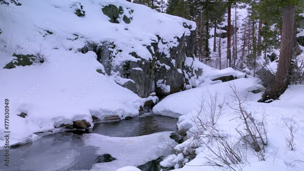 Aerial view above Eagle Falls, Desolation Wilderness, Lake Tahoe, California