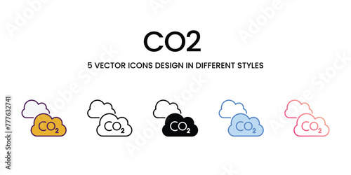 CO2  Icons different style vector stock illustration