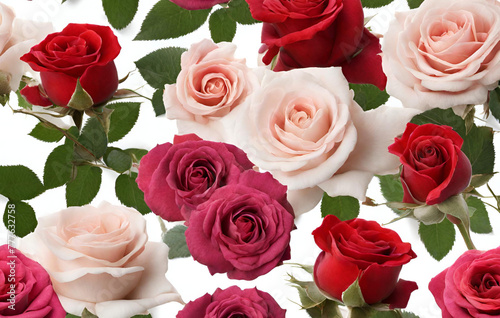 Colorful fresh roses or multicolored roses background A beautiful bouquet of roses for valentines 