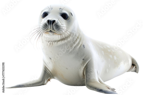 white harp seal on an isolated transparent background