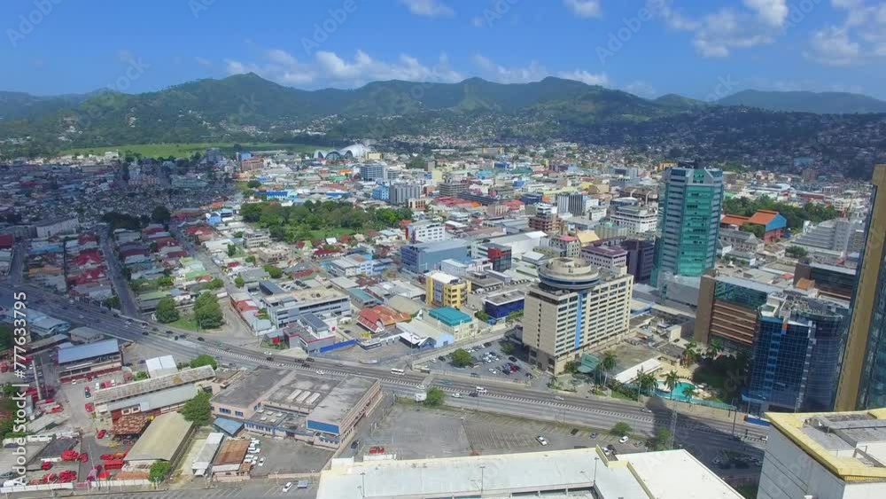 Wrightson Road Port of Spain, Trinidad and Tobago. Facing northern mountain range, partly cloudy, light traffic Wrightson Road Port of Spain, Trinidad and Tobago. Facing northern mountain range, partly cloudy, light traffic