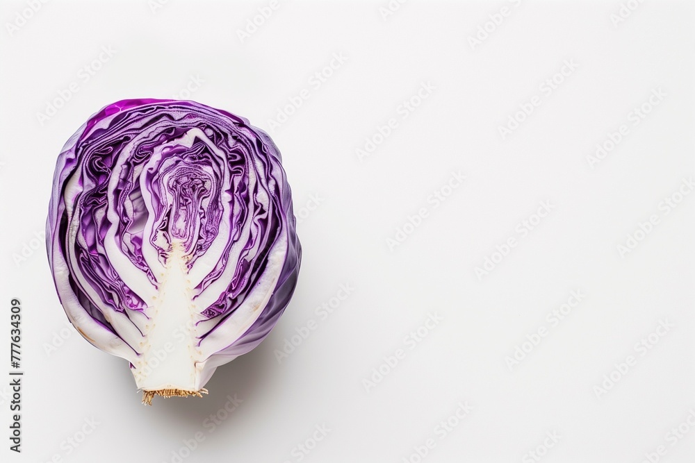 a half oof a violet cabbage isolated on white background a half oof a violet cabbage isolated on white background