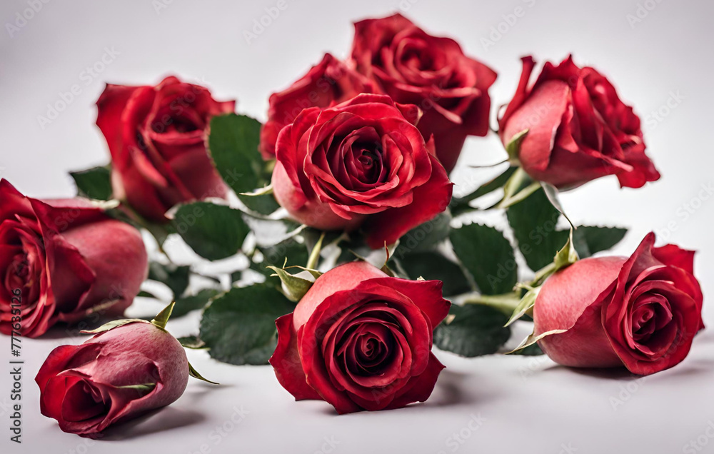 Red roses isolated on white background. Bouquet of fresh flowers
Red roses isolated on white background. Bouquet of fresh flowers