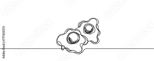 scrambled eggs in one line. breakfast illustration