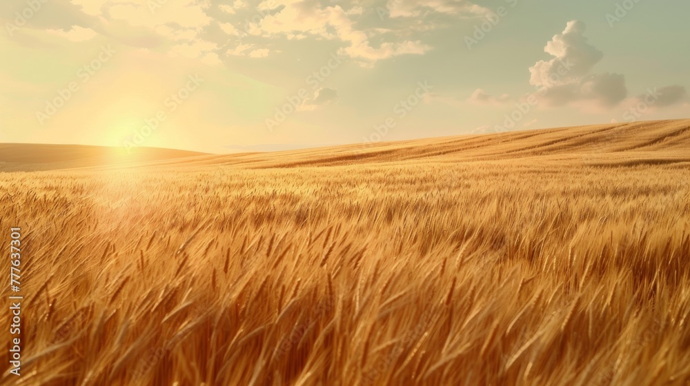 The Golden Wheat Field at Sunset
