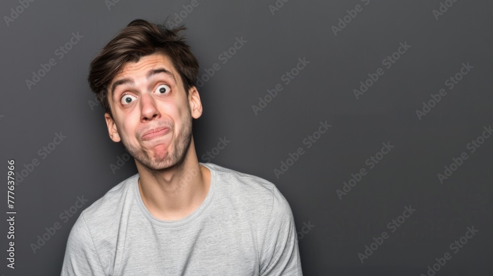 Obraz premium Man Making a Funny Face With His Tongue