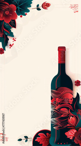 Invitation card layout for Gala Dinner. Cocktail party. Aesthetics of Wine