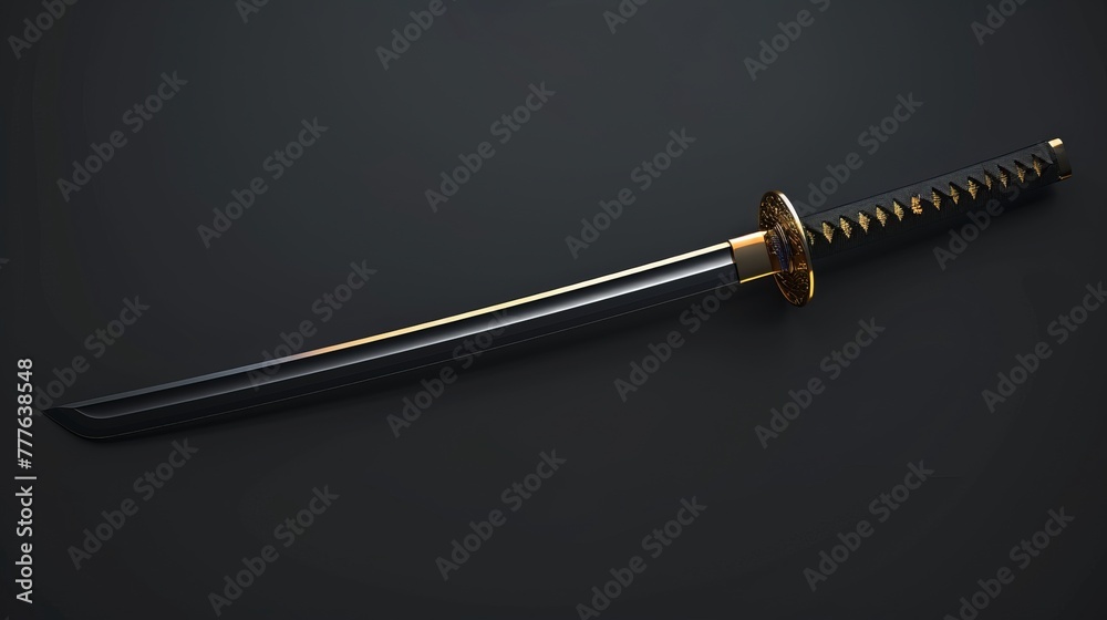 Futuristic Katana in 3D Rendering on Black Background Futuristic Katana in 3D Rendering on Black Background