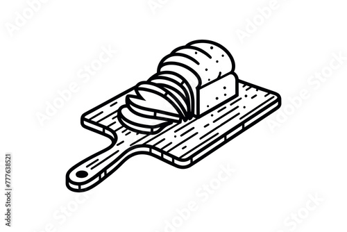 bread on a cutting board in one line. one line vector illustration. sliced bread. photo
