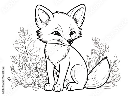 Fox coloring page outline illustration