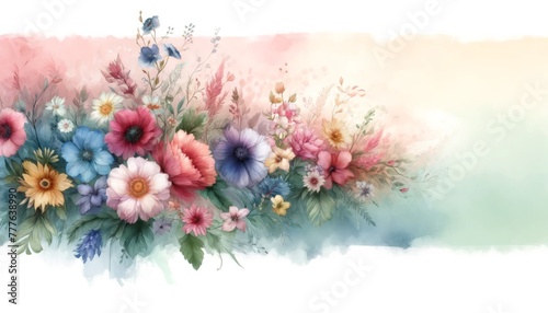 Watercolor painting of flowers in pastel colors  abstract floral background.