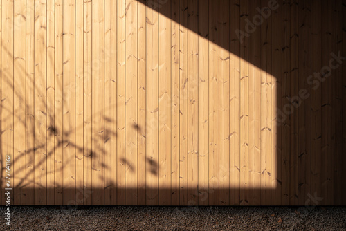 View at fence of wood boards at sunny day